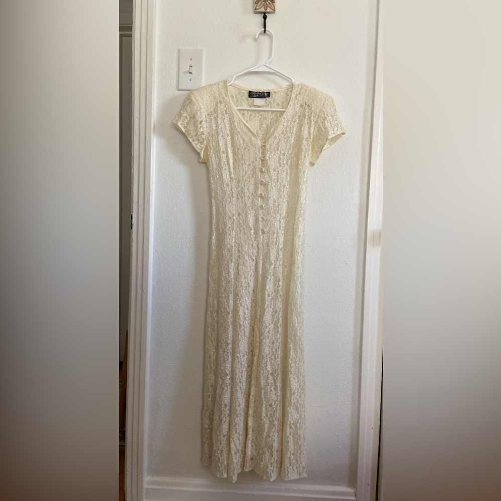 Vintage Cream Lace Maxi Dress
